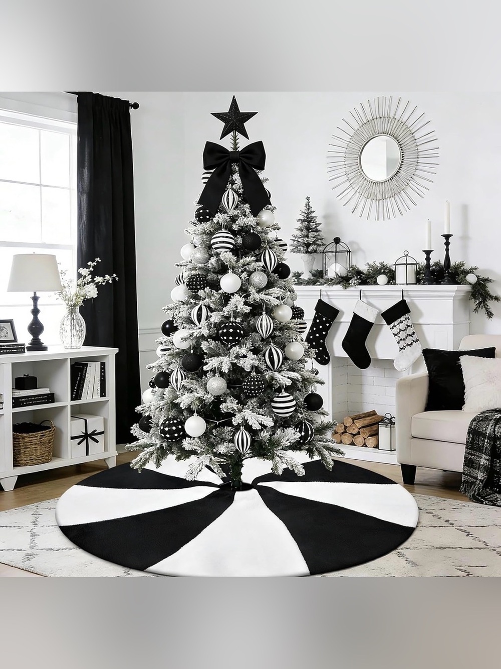 New 36” Classic Black & White Holiday Christmas Lollipop Tree Skirt